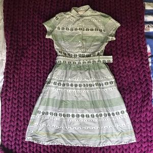 cute elegant Art Deco emerald print dress with pockets!